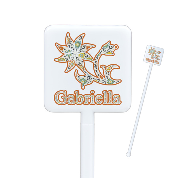 Custom Swirls, Floral & Stripes Square Plastic Stir Sticks (Personalized)