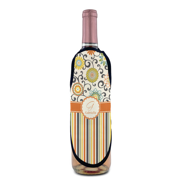 Swirls, Floral & Stripes Wine Bottle Apron - IN CONTEXT