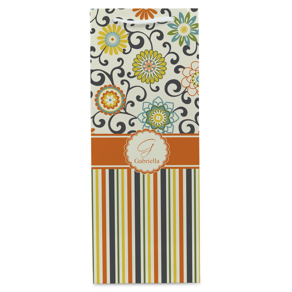 Swirls, Floral & Stripes Wine Gift Bag - Gloss - Front