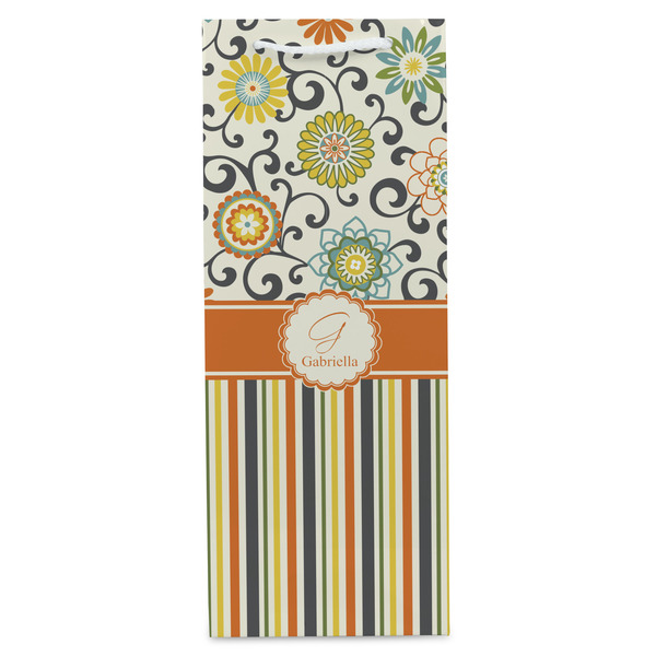 Swirls, Floral & Stripes Wine Gift Bag - Matte - Front