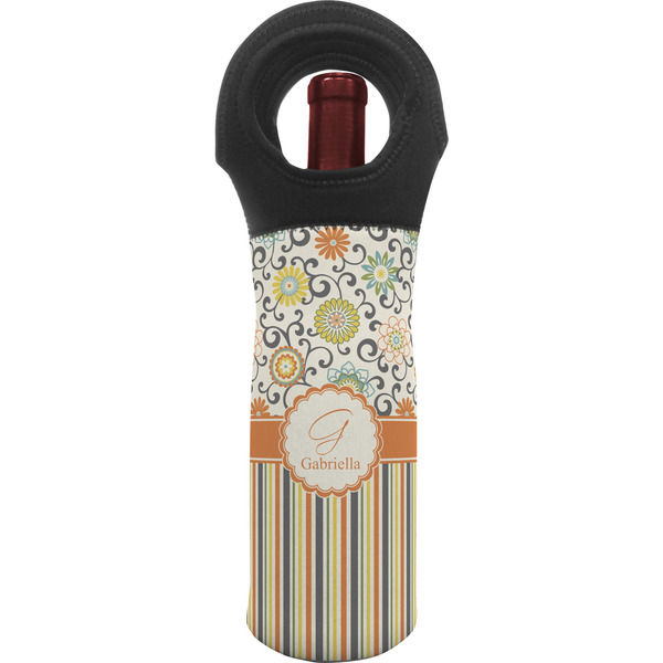 Custom Swirls, Floral & Stripes Wine Tote Bag (Personalized)