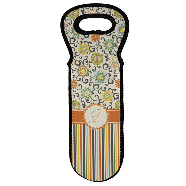 Custom Swirls, Floral & Stripes Wine Tote Bag (Personalized)