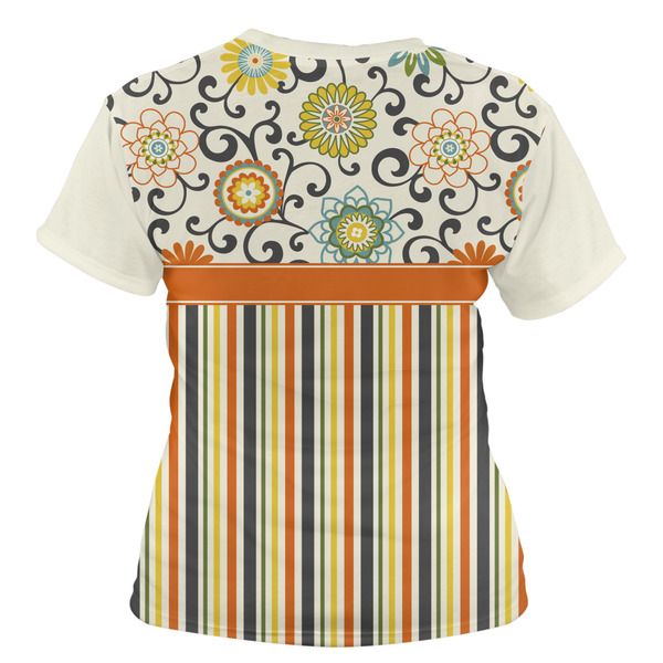 Swirls, Floral & Stripes Women's T-shirt Back