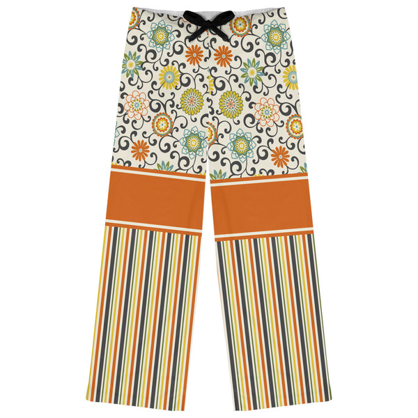 Custom Swirls, Floral & Stripes Womens Pajama Pants - 2XL