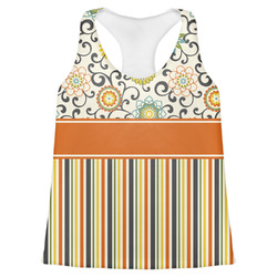 Swirls, Floral & Stripes Womens Racerback Tank Top - Small