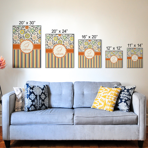 Swirls, Floral & Stripes Wood Prints - Size Comparison