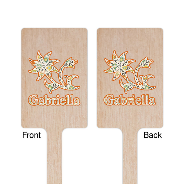 Swirls, Floral & Stripes Wooden 6.25" Stir Stick - Rectangular - Double Sided - Front & Back
