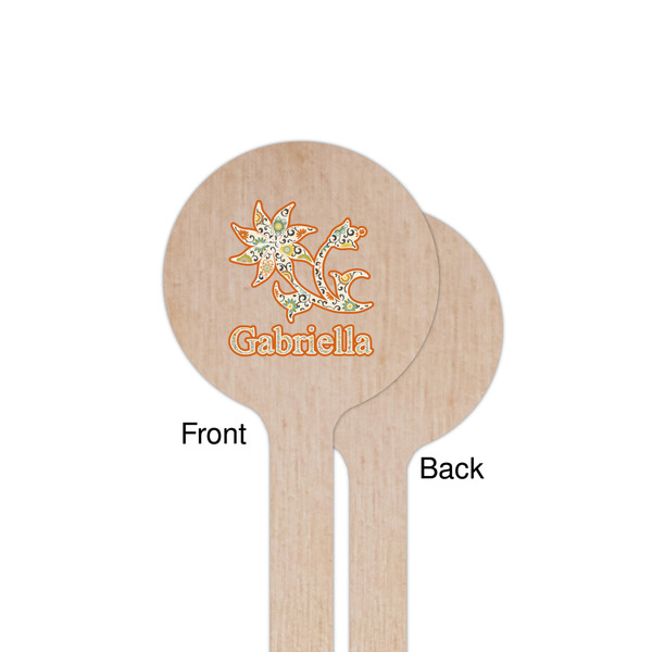 Swirls, Floral & Stripes Wooden 7.5" Stir Stick - Round - Single Sided - Front & Back