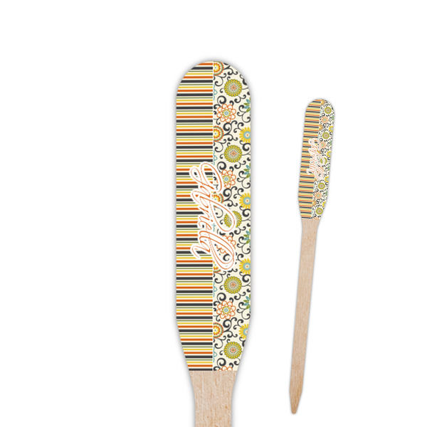 Custom Swirls, Floral & Stripes Paddle Wooden Food Picks (Personalized)