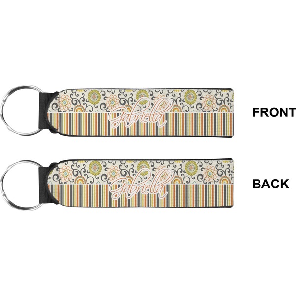 Swirls, Floral & Stripes Wristlet (Front + Back)