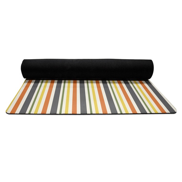 Swirls, Floral & Stripes Yoga Mat Rolled up Black Rubber Backing