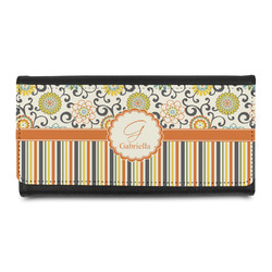 Swirls, Floral & Stripes Leatherette Ladies Wallet (Personalized)
