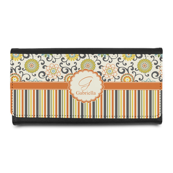 Custom Swirls, Floral & Stripes Leatherette Ladies Wallet (Personalized)