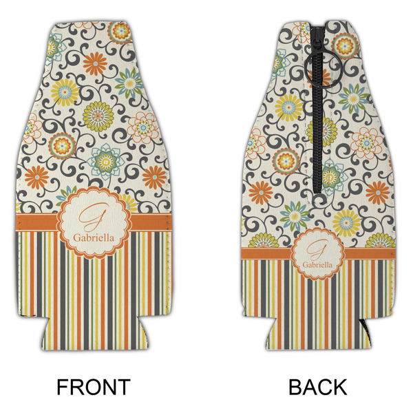 Swirls, Floral & Stripes Zipper Bottle Cooler - APPROVAL