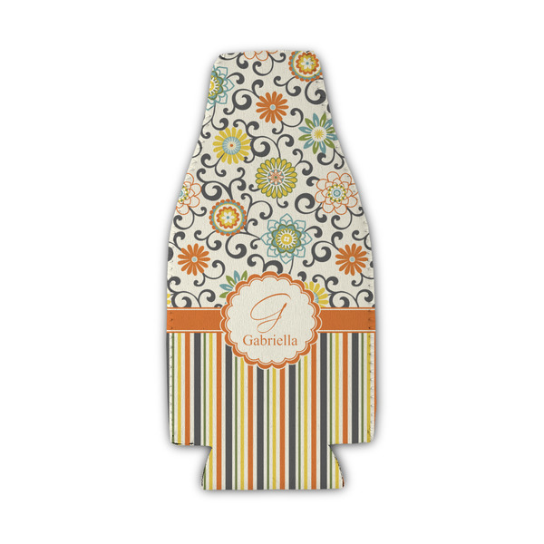 Swirls, Floral & Stripes Zipper Bottle Cooler - Set of 4 - FRONT