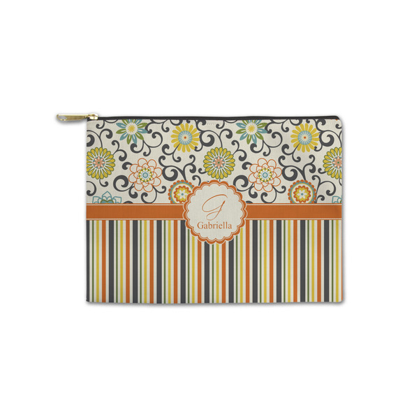 Custom Swirls, Floral & Stripes Zipper Pouch - Small - 8.5"x6" (Personalized)