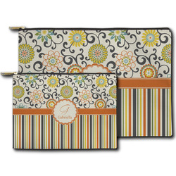 Swirls, Floral & Stripes Zipper Pouch (Personalized)