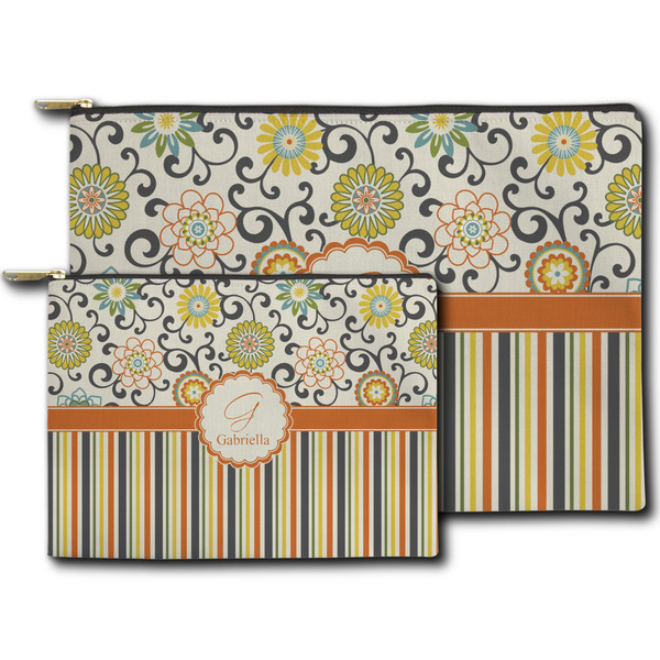 Swirls, Floral & Stripes Zippered Pouches - Size Comparison