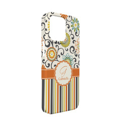 Swirls, Floral & Stripes iPhone Case - Plastic - iPhone 13 Mini (Personalized)