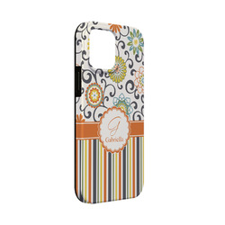 Swirls, Floral & Stripes iPhone Case - Rubber Lined - iPhone 13 Mini (Personalized)