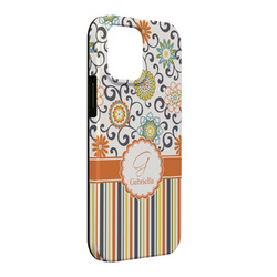 Swirls, Floral & Stripes iPhone Case - Rubber Lined - iPhone 13 Pro Max (Personalized)