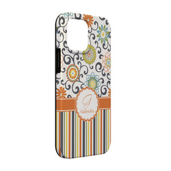 Swirls, Floral & Stripes iPhone Case - Rubber Lined - iPhone 13 Pro (Personalized)