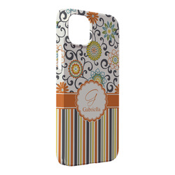 Swirls, Floral & Stripes iPhone Case - Plastic - iPhone 14 Plus (Personalized)
