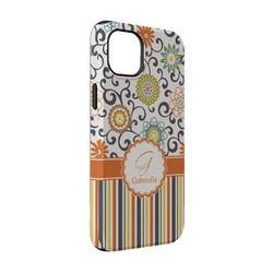 Swirls, Floral & Stripes iPhone Case - Rubber Lined - iPhone 14 Pro (Personalized)