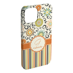 Swirls, Floral & Stripes iPhone Case - Plastic - iPhone 15 Plus (Personalized)