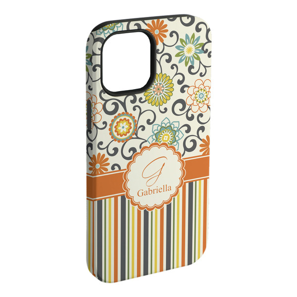 Custom Swirls, Floral & Stripes iPhone Case - Rubber Lined - iPhone 15 Plus (Personalized)