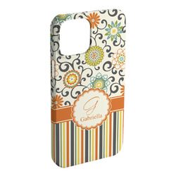 Swirls, Floral & Stripes iPhone Case - Plastic - iPhone 15 Pro Max (Personalized)