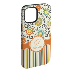 Swirls, Floral & Stripes iPhone Case - Rubber Lined - iPhone 15 Pro Max (Personalized)