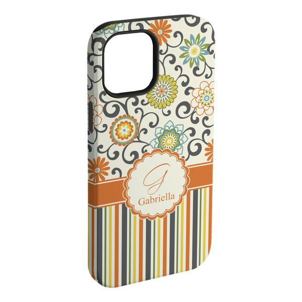 Custom Swirls, Floral & Stripes iPhone Case - Rubber Lined - iPhone 15 Pro Max (Personalized)