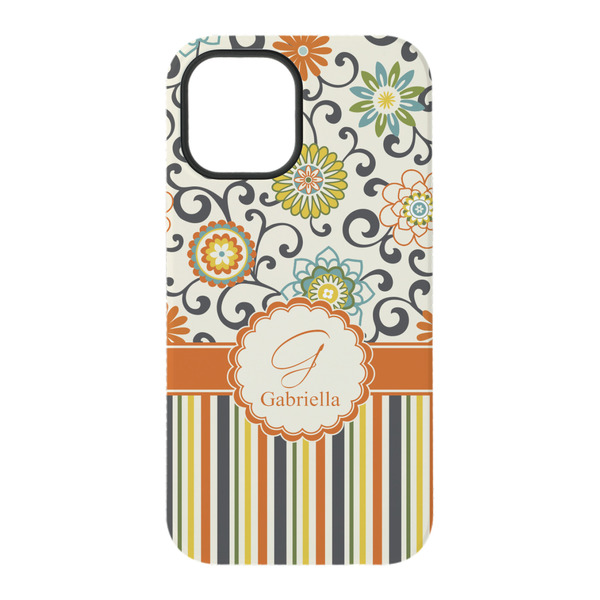 Swirls, Floral & Stripes iPhone 15 Pro Tough Case - Back