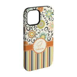 Swirls, Floral & Stripes iPhone Case - Rubber Lined - iPhone 15 (Personalized)
