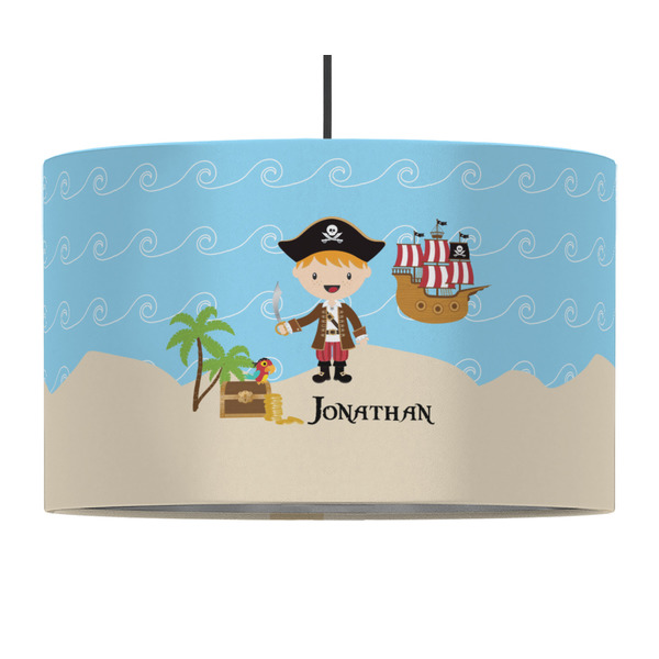 Custom Pirate Scene 12" Drum Pendant Lamp - Fabric (Personalized)