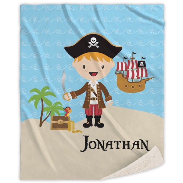 Custom Pirate Scene Sherpa Throw Blanket (Personalized)