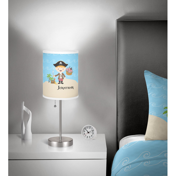 Pirate Scene 7 inch drum lamp shade - in room