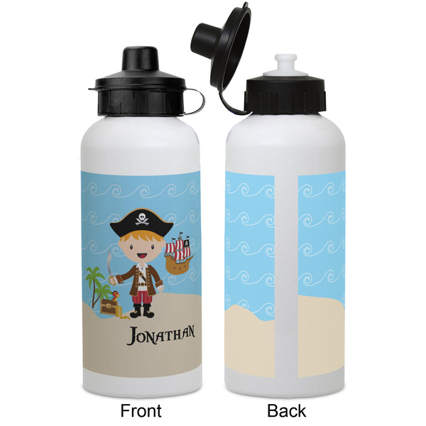 Pirate Scene Aluminum Water Bottle - White APPROVAL