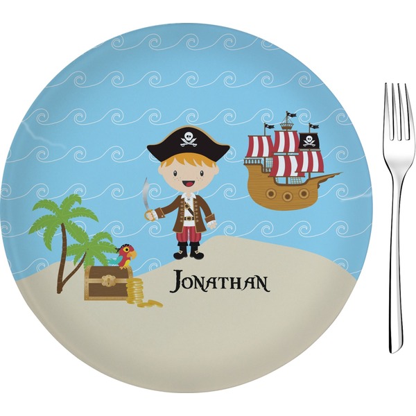 Custom Pirate Scene Glass Appetizer / Dessert Plate 8" (Personalized)