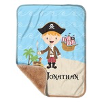 Pirate Scene Sherpa Baby Blanket - 30" x 40" w/ Name or Text