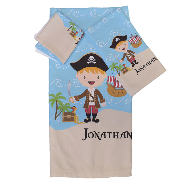 Custom Pirate Scene Bath Towel Set - 3 Pcs (Personalized)