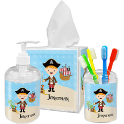 Pirate Scene Acrylic Bathroom Accessories Set w/ Name or Text