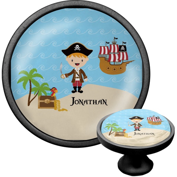 Custom Pirate Scene Cabinet Knob (Black) (Personalized)