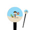 Pirate Scene 4" Round Plastic Food Picks - Black - Single Sided (Personalized)