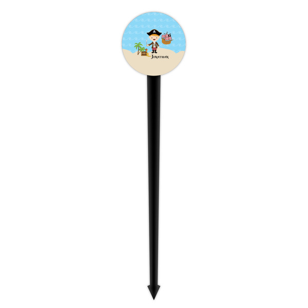 Pirate Scene Black Plastic 4" Food Pick - Round - Single Pick