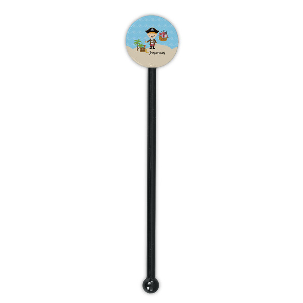 Pirate Scene Black Plastic 5.5" Stir Stick - Round - Single Stick