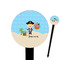 Pirate Scene 6" Round Plastic Food Picks - Black - Single Sided (Personalized)