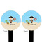 Pirate Scene Black Plastic 6" Food Pick - Round - Double Sided - Front & Back