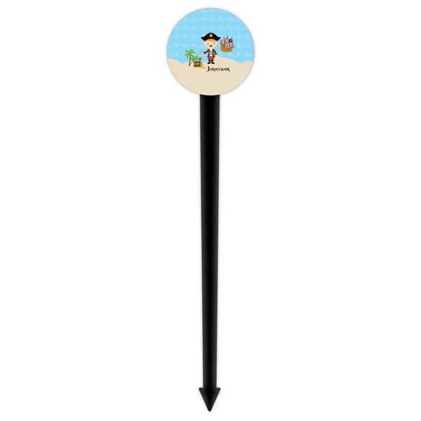 Pirate Scene Black Plastic 6" Food Pick - Round - Single Pick